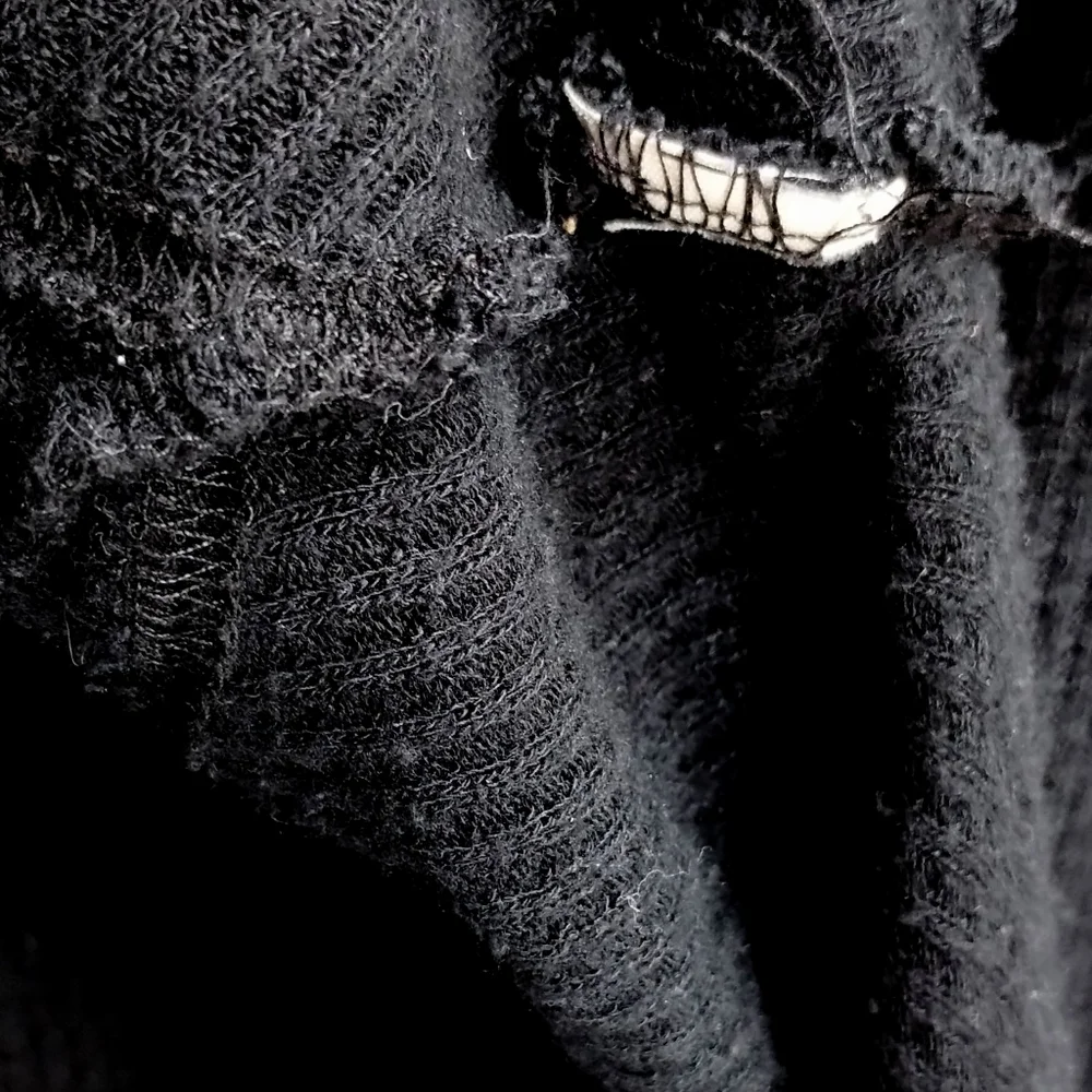 Free People Black Waffle Thermal Lace Neck Top - Picture 8 of 15